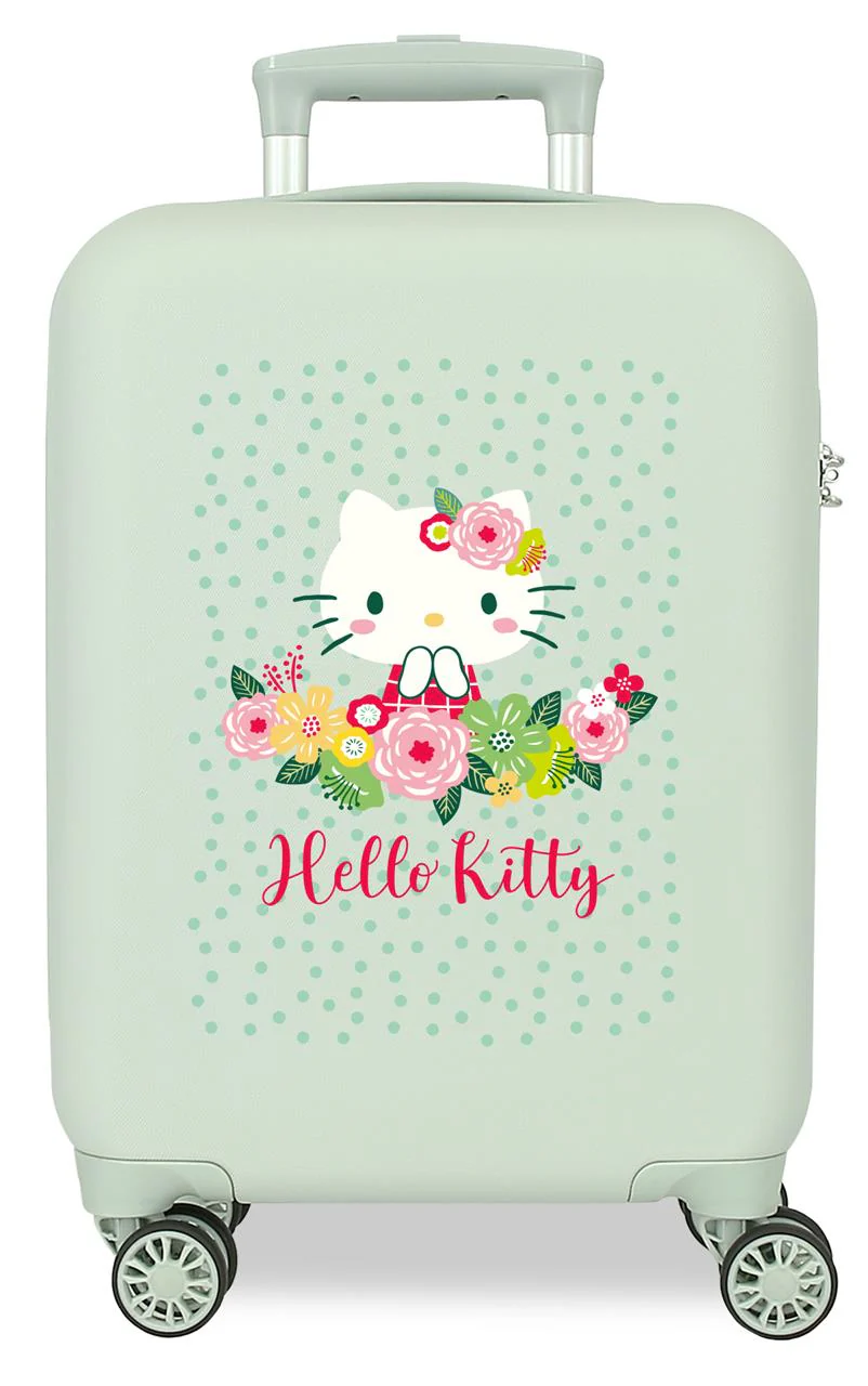 4121311 TROLLEY ABS 50CM. 4R. FLORAL KITTY MENTA