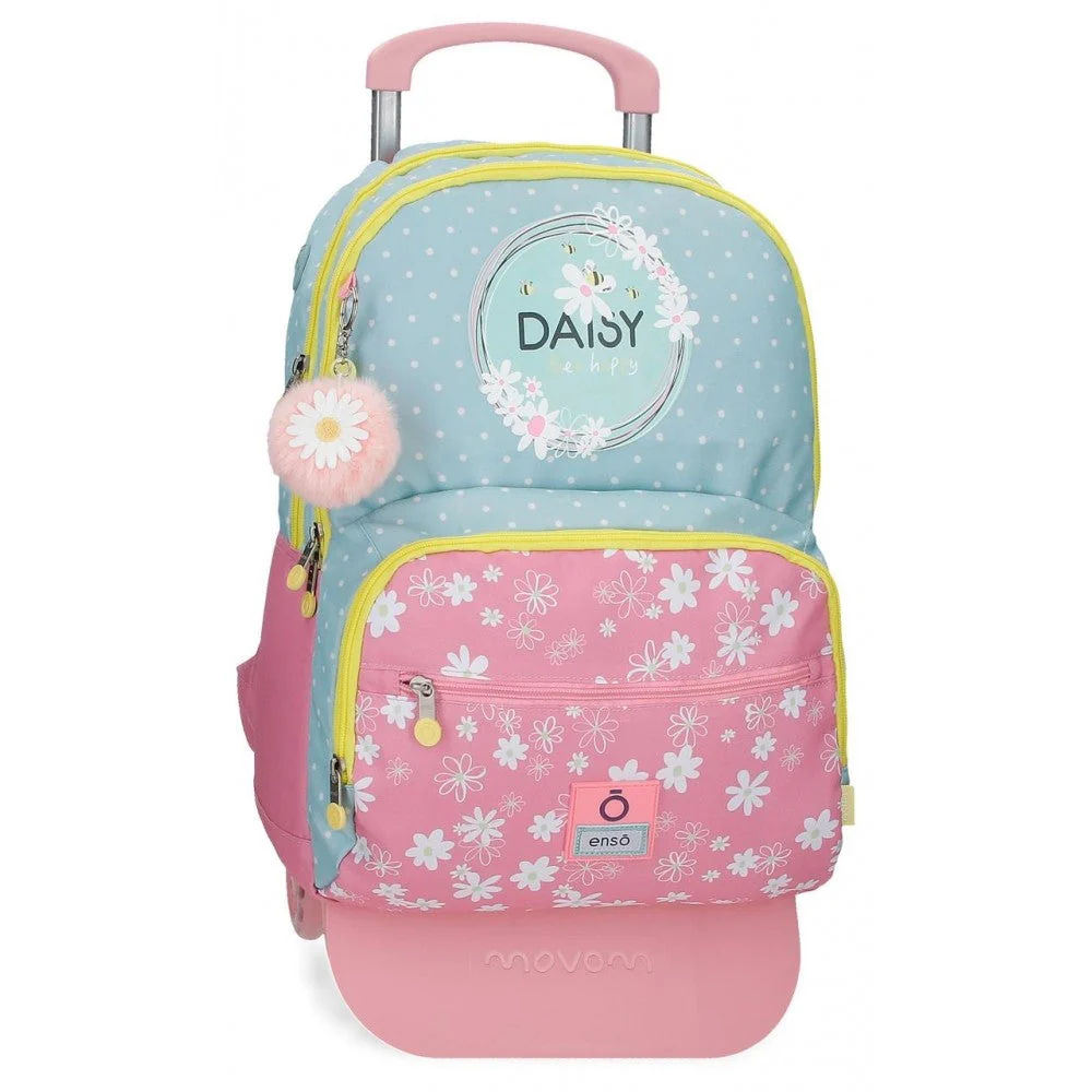Mochila Escolar Enso Daisy con carro rosa