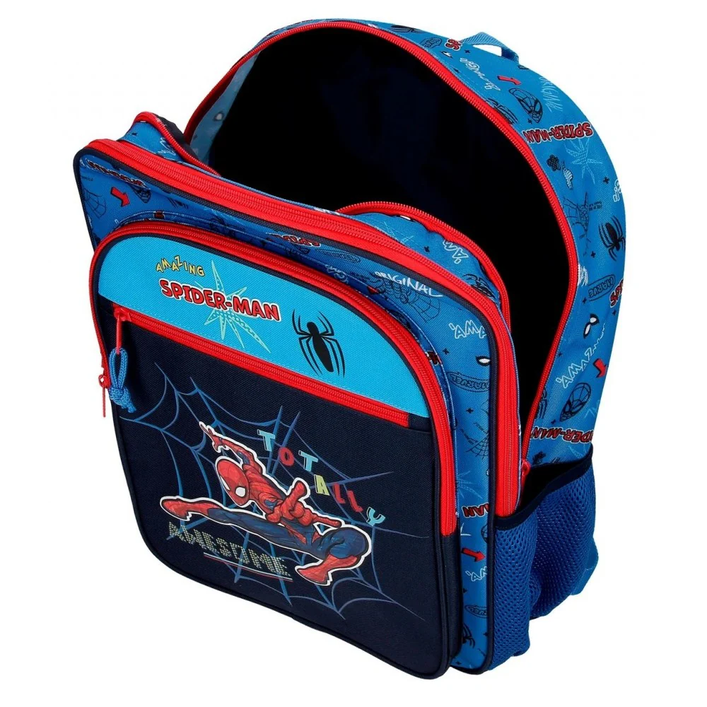 Mochila Escolar Spiderman Totally awesome 42cm Dos Compartimentos adaptable a carro - Image 3