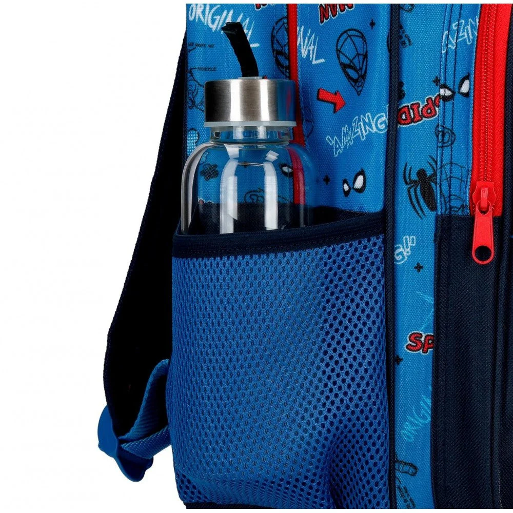 Mochila Escolar Spiderman Totally awesome 42cm Dos Compartimentos adaptable a carro - Image 4