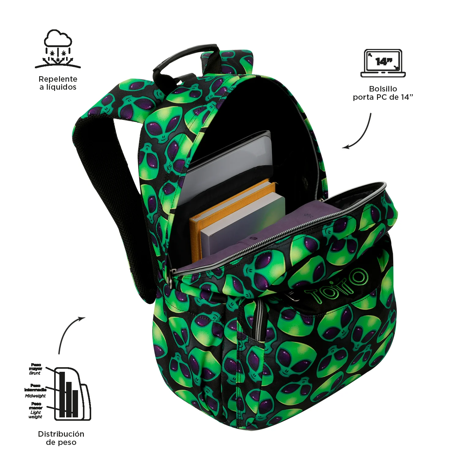 TOTTO Mochila escolar adaptable a carro Ali 6DS - Acuareles - Image 4
