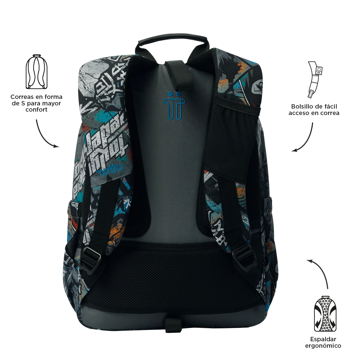 TOTTO Mochila escolar adaptable a carro Okubo 7YL - Acuareles - Image 3
