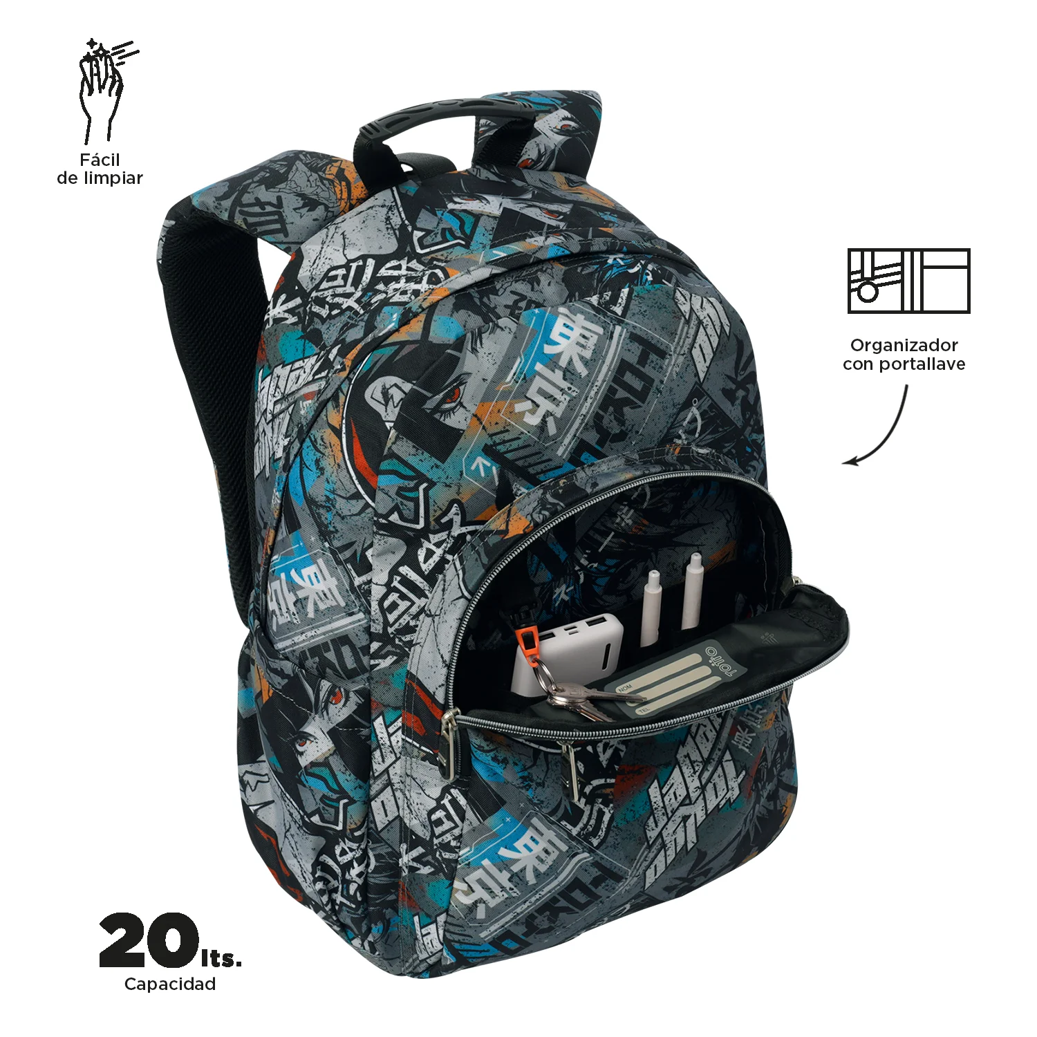 TOTTO Mochila escolar adaptable a carro Okubo 7YL - Acuareles - Image 5
