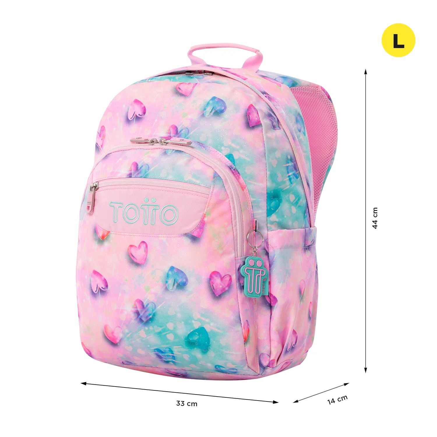 TOTTO Mochila escolar adaptable a carro Shiny Heart 1KB- Acuareles - Image 2
