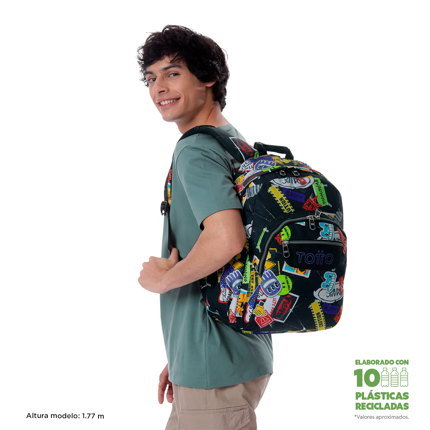 TOTTO Mochila escolar adaptable a carro Sticky 8C5- Acuareles - Image 5