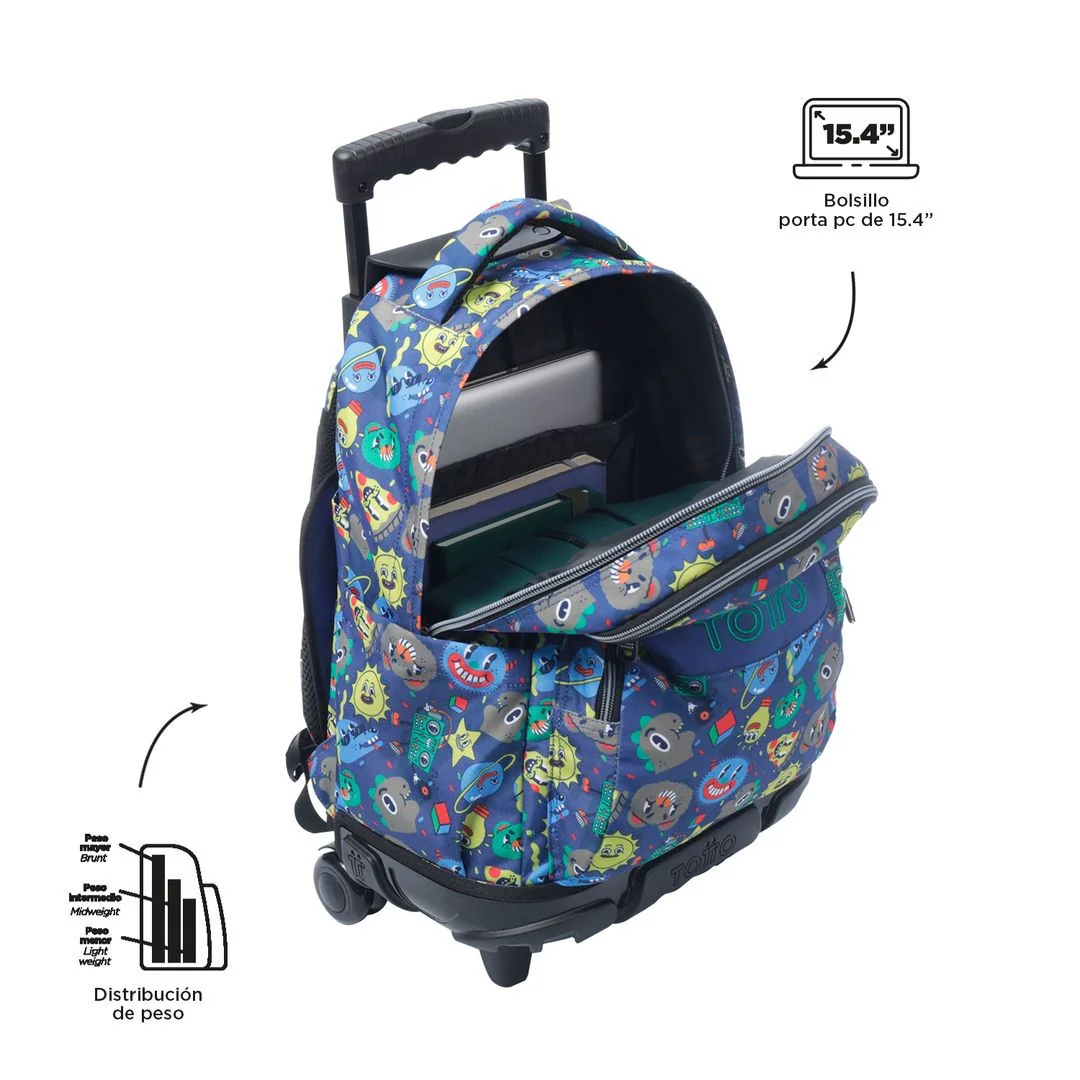 TOTTO Mochila escolar con ruedas – Renglones - 8JZ  Tello - Image 3