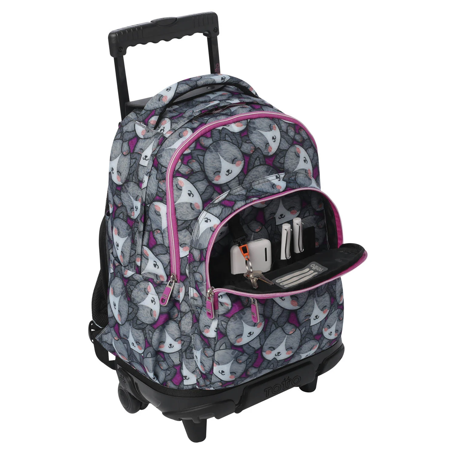 TOTTO Mochila escolar con ruedas  Renglones - 7YI Kitten Rose - Image 4