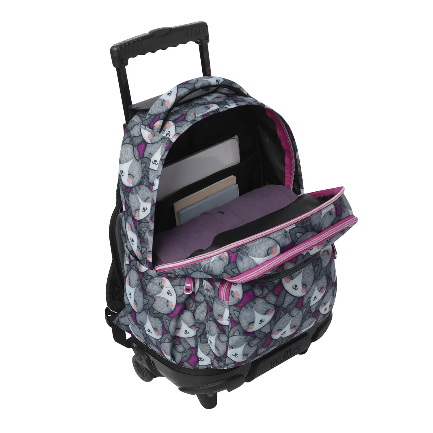 TOTTO Mochila escolar con ruedas  Renglones - 7YI Kitten Rose - Image 5