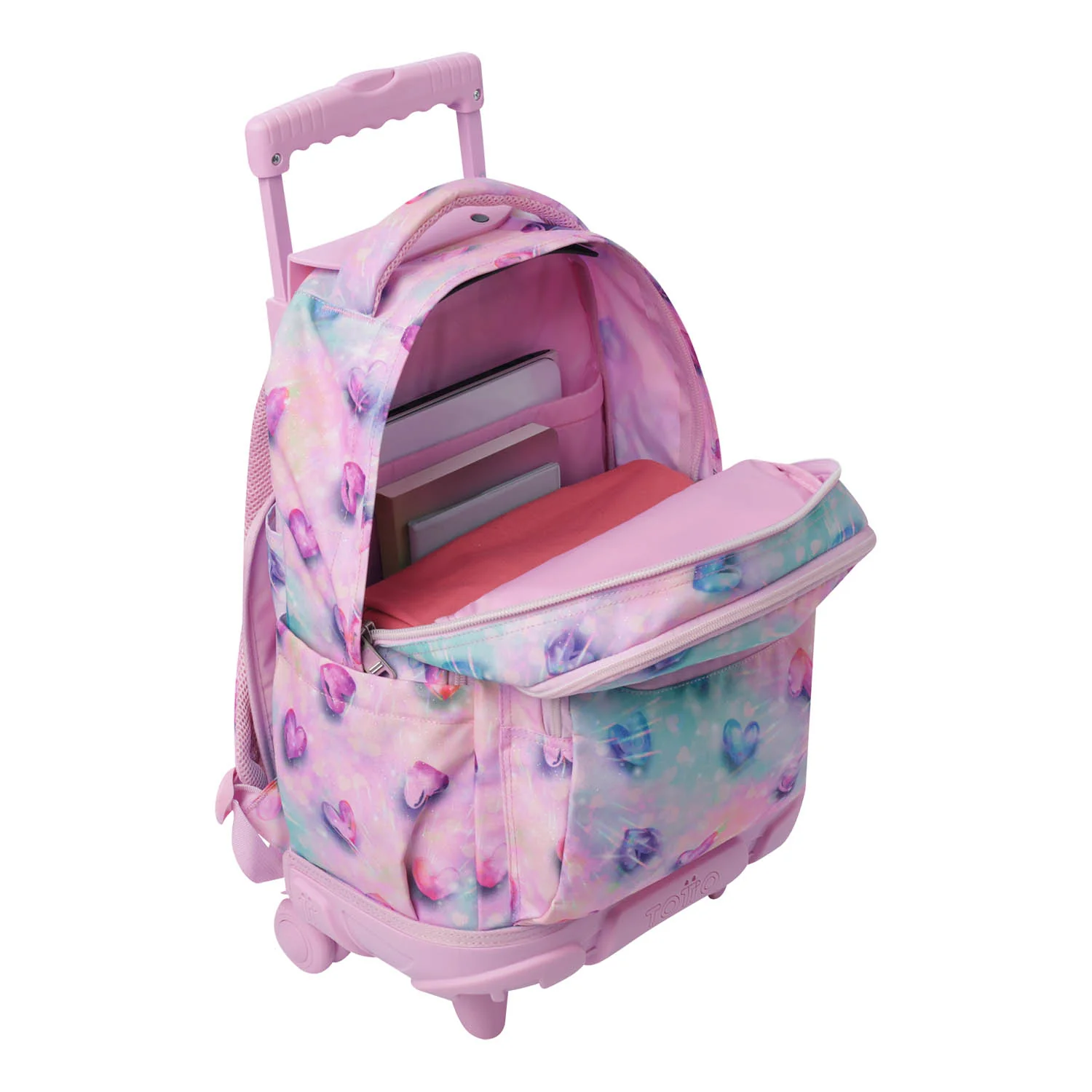 TOTTO Mochila escolar con ruedas Renglones + Estuche Tablero - 1KB Shiny Heart - Image 10