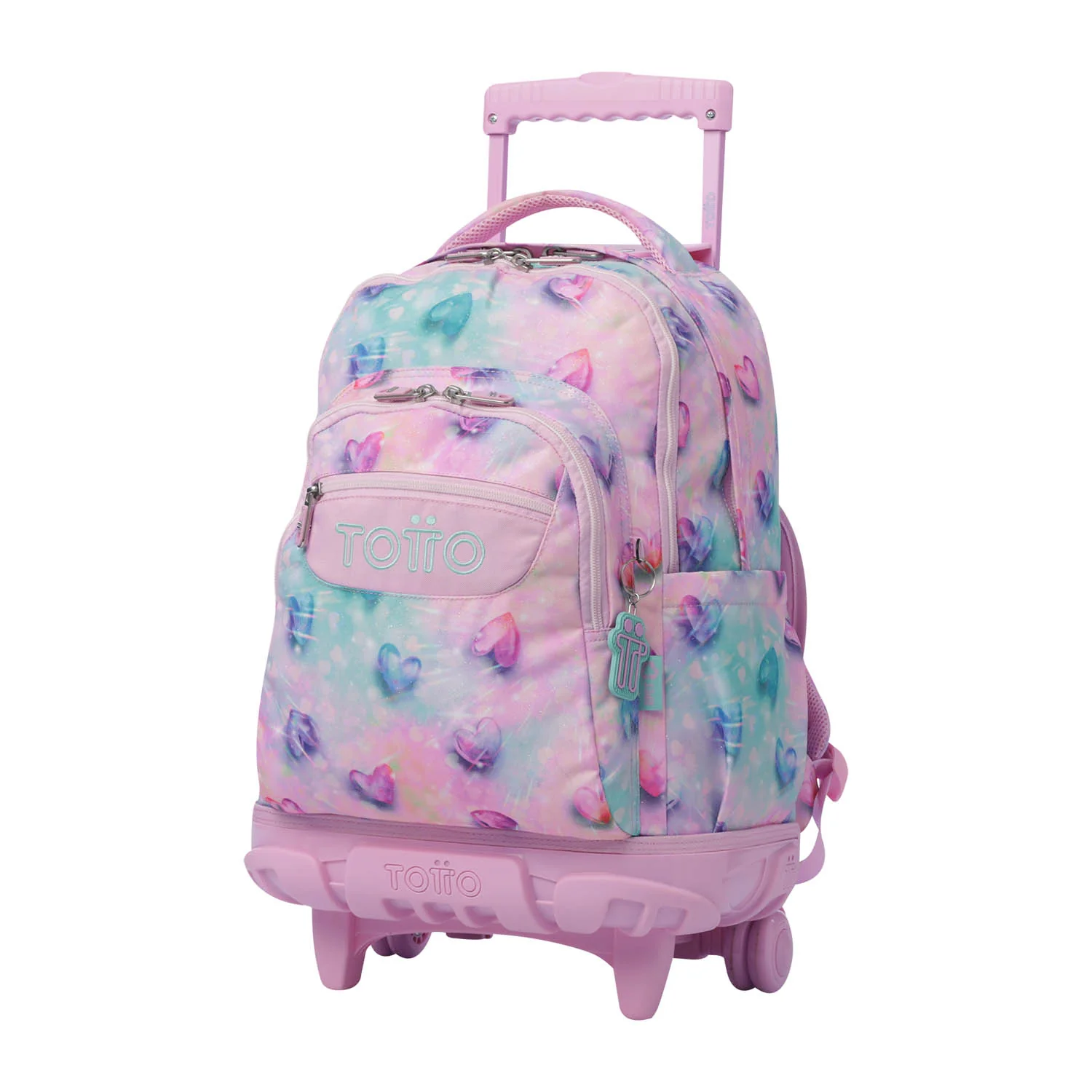 TOTTO Mochila escolar con ruedas Renglones + Estuche Tablero - 1KB Shiny Heart - Image 4